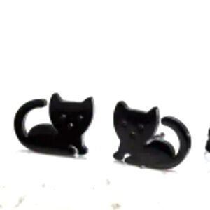 Cat Stainless steel stud earrings BLACK